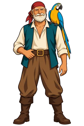 Pirate Pirate with parrot Macaw Stickdatei – Kinder