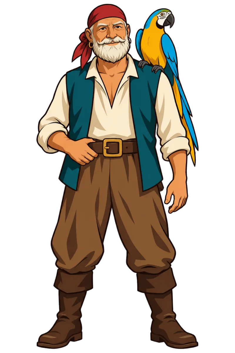 Pirate Pirate with parrot Macaw Stickdatei – Kinder