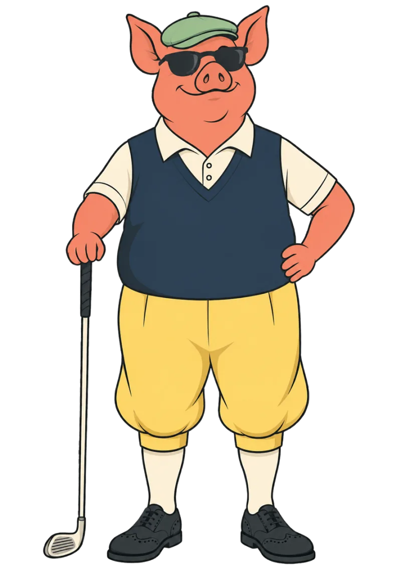 Pig golfer Anthropomorphic pig Golf club Stickdatei – Sport