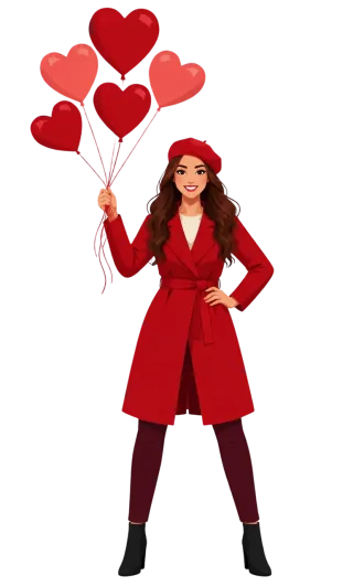 Valentine's day Heart balloons Woman with balloons Stickdatei