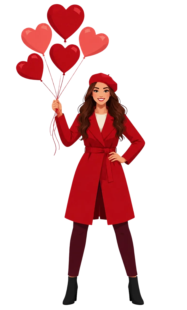 Valentine's day Heart balloons Woman with balloons Stickdatei – Kinder