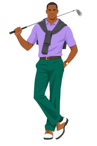 Golfer Purple polo Green pants Stickdatei