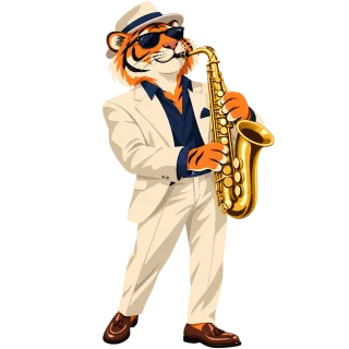 Tiger Saxophone White suit Stickdatei – Musik