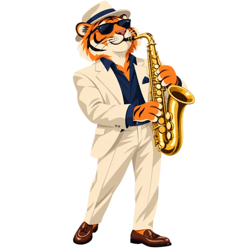 Tiger Saxophone White suit Stickdatei – Musik