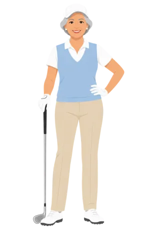 Senior female golfer Female golfer Golf Stickdatei