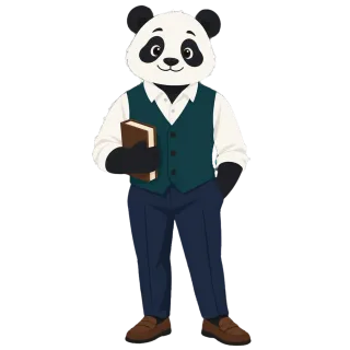 Panda Professor Teacher Stickdatei
