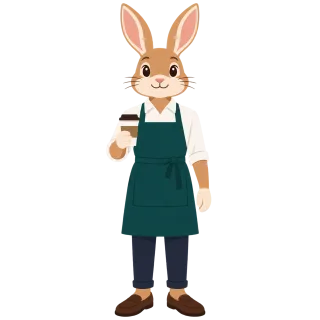 Rabbit barista Bunny Coffee Stickdatei – Essen & Trinken