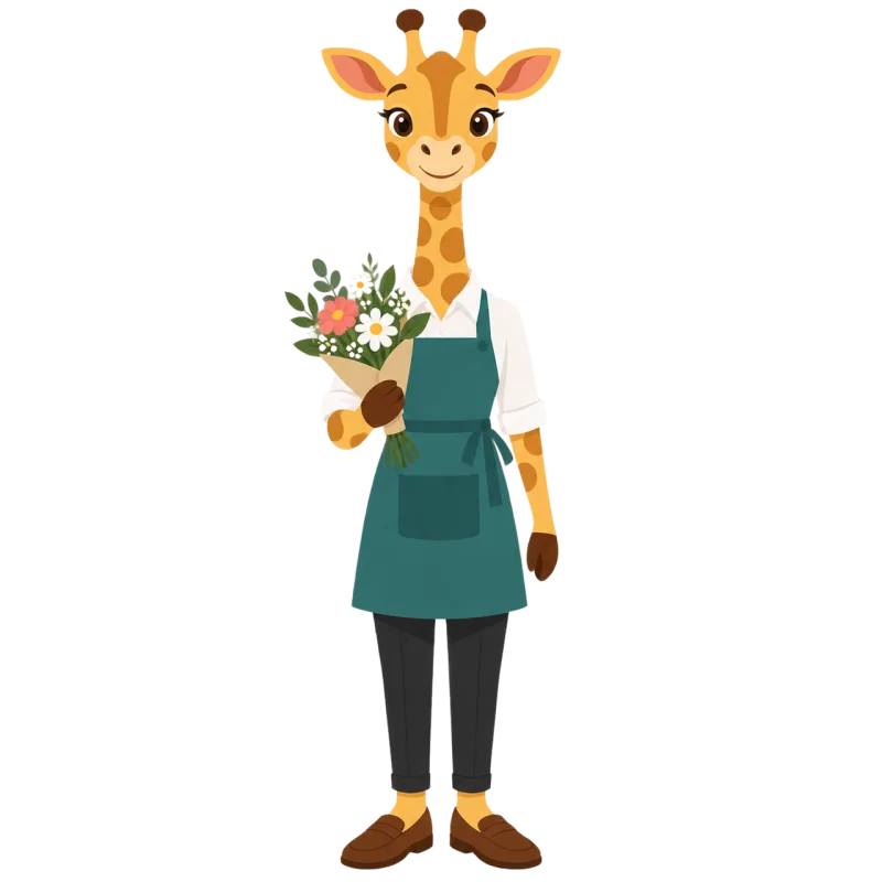 Giraffe Florist Flower bouquet Stickdatei – Blumen