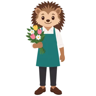 Hedgehog Florist Bouquet Stickdatei – Blumen
