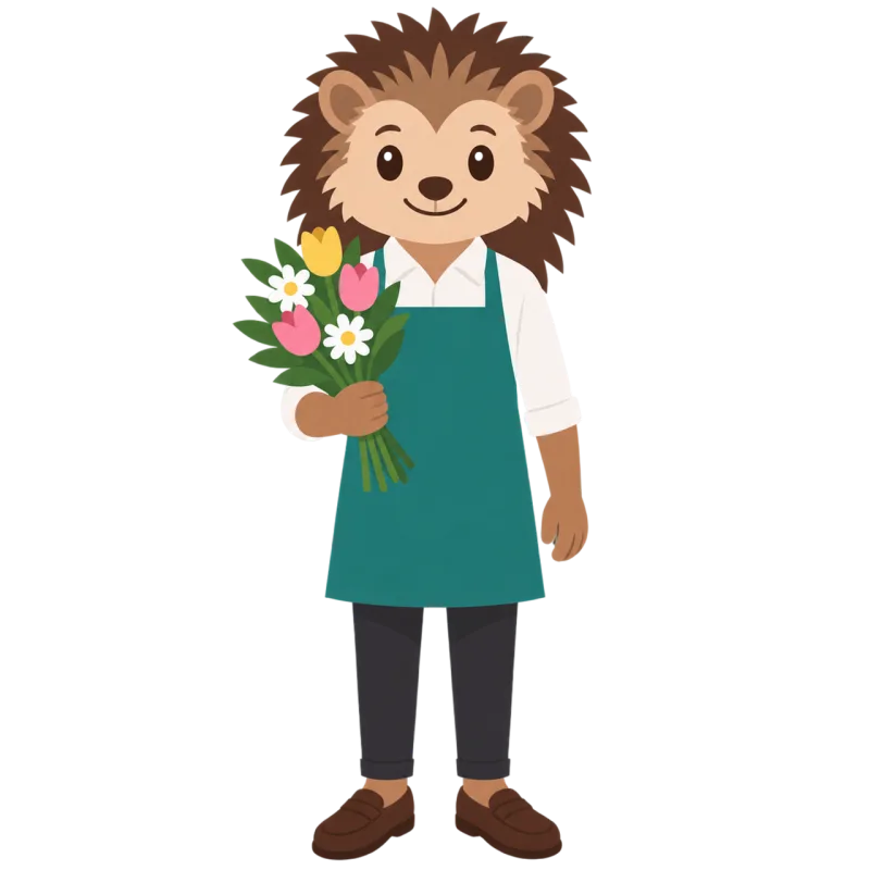 Hedgehog Florist Bouquet Stickdatei – Blumen