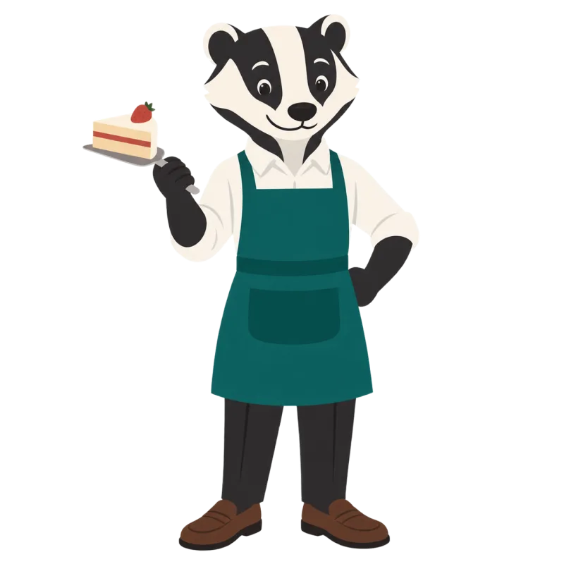 Badger Pastry chef Strawberry cake Stickdatei – Essen & Trinken