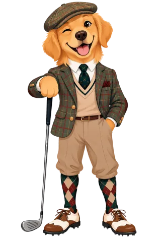 Golden retriever Golf Sport fashion element Stickdatei