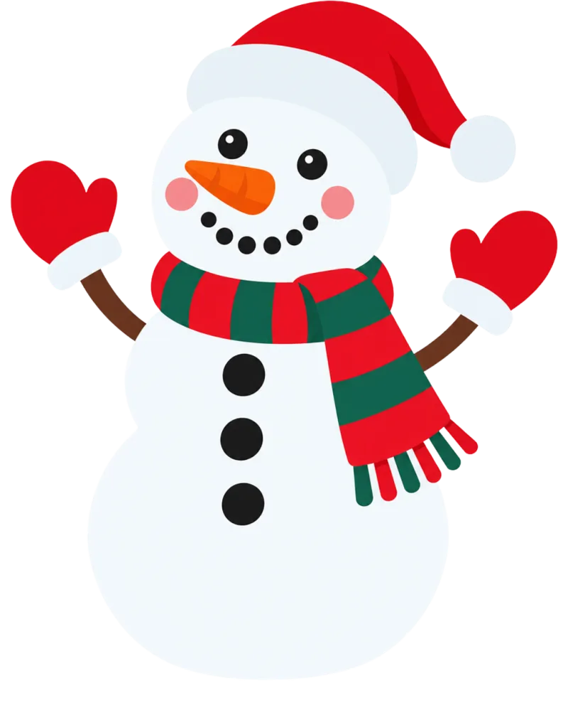 Christmas snowman Santa hat Red mittens Stickdatei – Weihnachten
