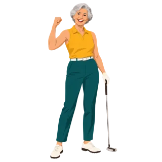 Senior golfer Female golfer Golf club Stickdatei