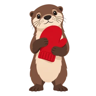 Otter Cute Red mitten Stickdatei