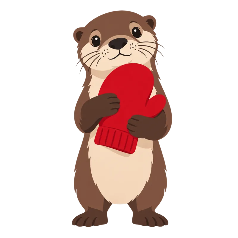 Otter Cute Red mitten Stickdatei – Weihnachten
