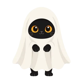 Black cat Ghost costume Cute cat Stickdatei