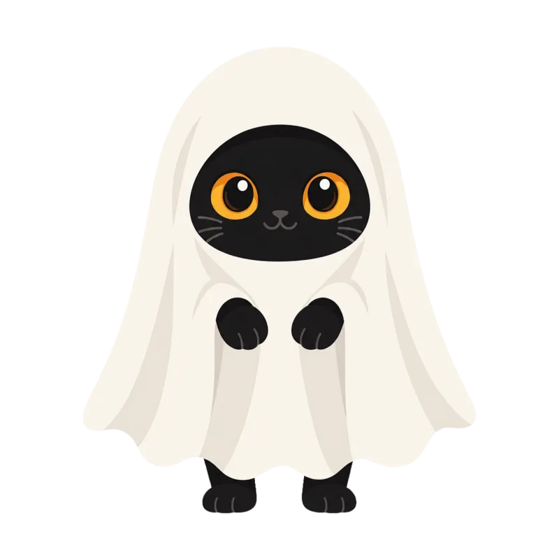 Black cat Ghost costume Cute cat Stickdatei – Tiere