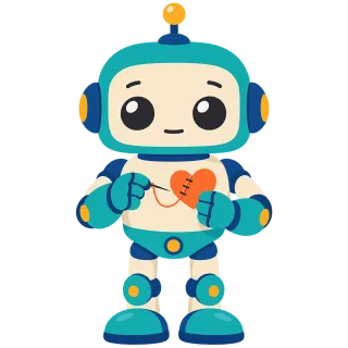 Cute robot Sewing robot Heart Stickdatei – Kinder