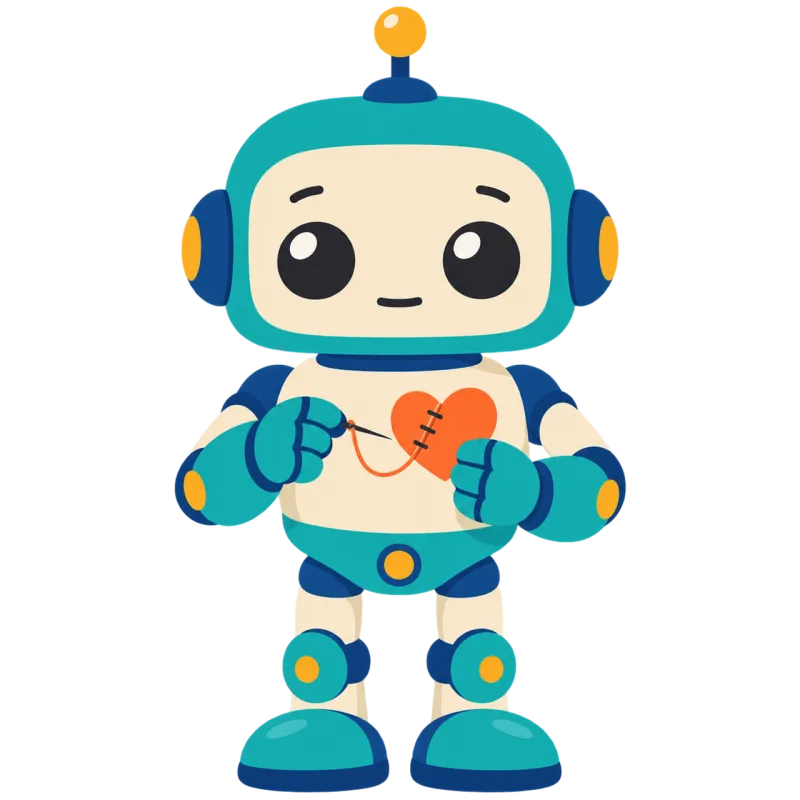 Cute robot Sewing robot Heart Stickdatei – Kinder