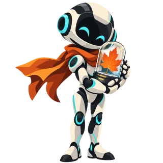 Cute robot Autumn leaf Maple leaf Stickdatei – Kinder