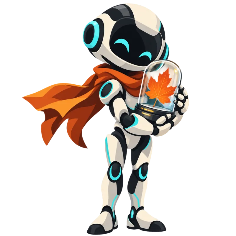 Cute robot Autumn leaf Maple leaf Stickdatei – Kinder