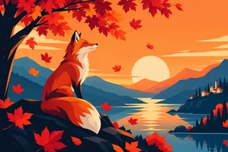 Red fox Autumn Fox Stickdatei
