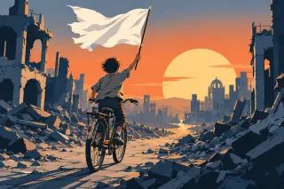 Child White flag Peace symbol Stickdatei
