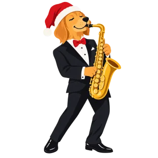 Golden retriever Christmas dog Saxophonist Stickdatei – Musik