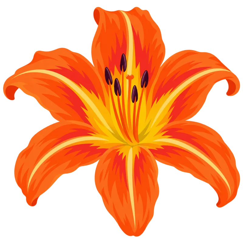 Orange lily Flower Six petals Stickdatei – Blumen