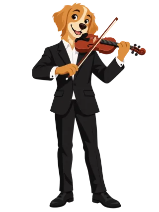 Golden retriever Dog Violin Stickdatei – Musik