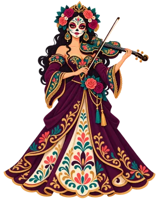 Day of the dead Catrina Violinist Stickdatei – Musik