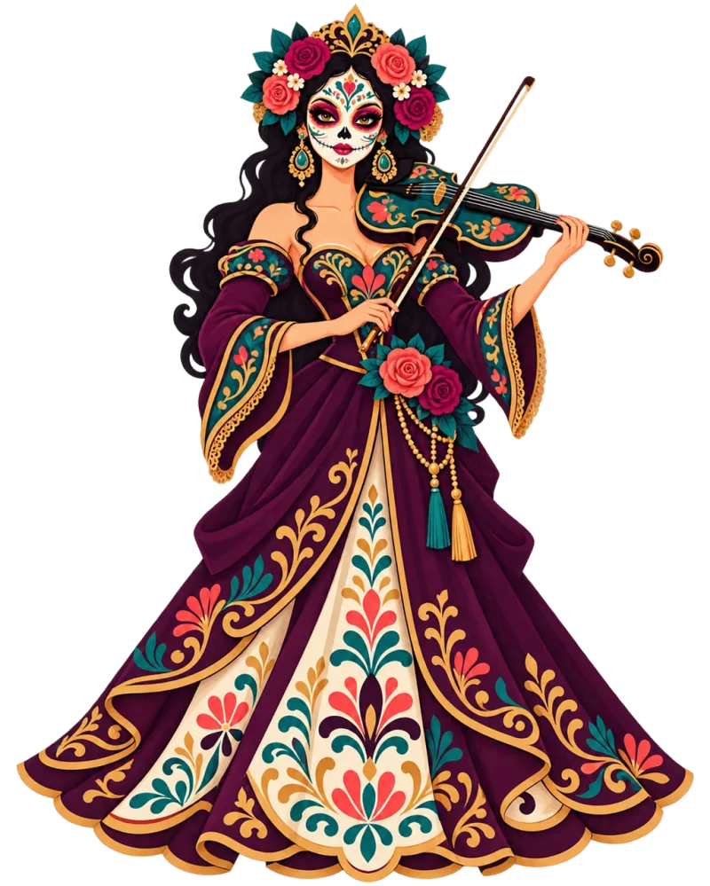 Day of the dead Catrina Violinist Stickdatei – Musik