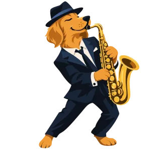 Golden retriever Saxophone dog Jazz musician Stickdatei – Musik