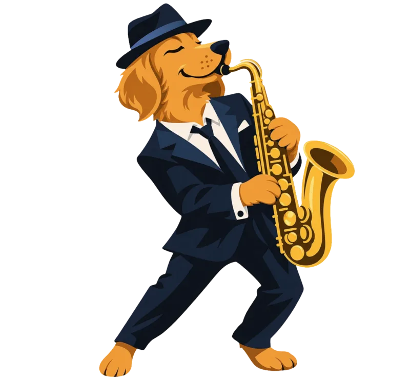 Golden retriever Saxophone dog Jazz musician Stickdatei – Musik