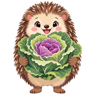 Hedgehog Cute hedgehog Ornamental cabbage Stickdatei – Tiere