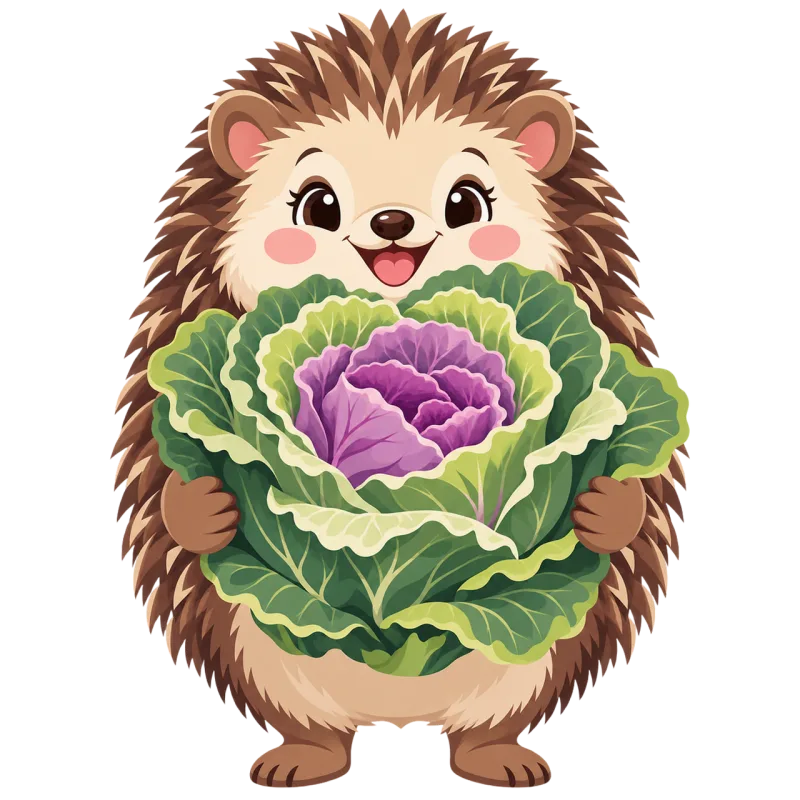 Hedgehog Cute hedgehog Ornamental cabbage Stickdatei – Tiere