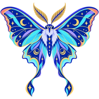 Luna moth Fantasy moth Blue moth Stickdatei
