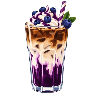 Blueberry latte Iced coffee Whipped cream Stickdatei – Kinder