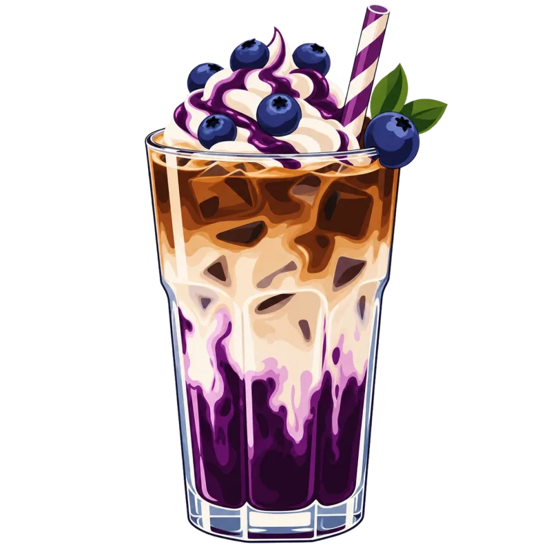 Blueberry latte Iced coffee Whipped cream Stickdatei – Kinder