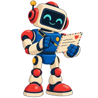 Cute robot Love letter Writing letter Stickdatei – Kinder