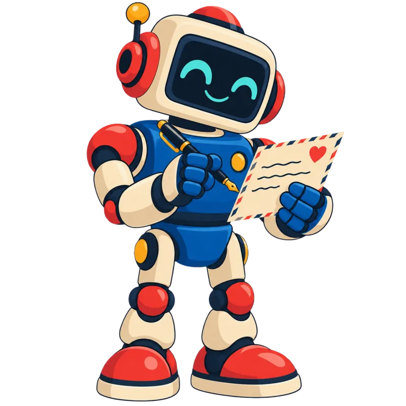 Cute robot Love letter Writing letter Stickdatei – Kinder