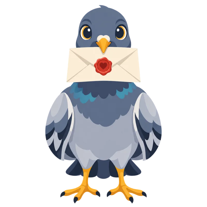 Pigeon Love letter Romantic Stickdatei – Herzen & Liebe