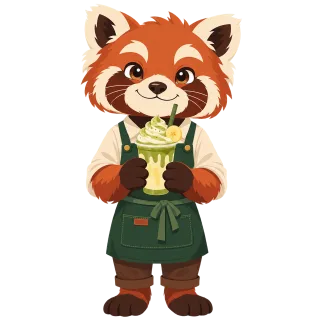 Red panda Barista Matcha drink Stickdatei – Tiere