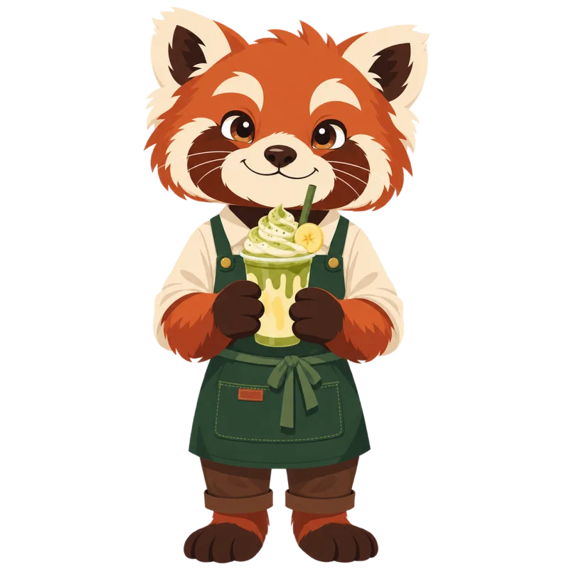 Red panda Barista Matcha drink Stickdatei – Tiere