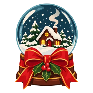 Christmas snow globe Winter cabin Red bow Stickdatei – Weihnachten
