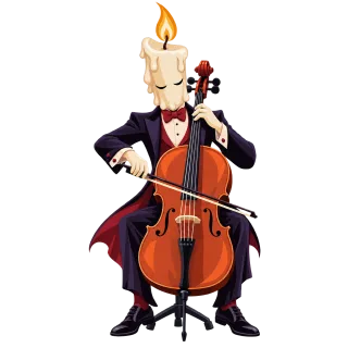 Playing candle Cellist Classical music Stickdatei – Weihnachten