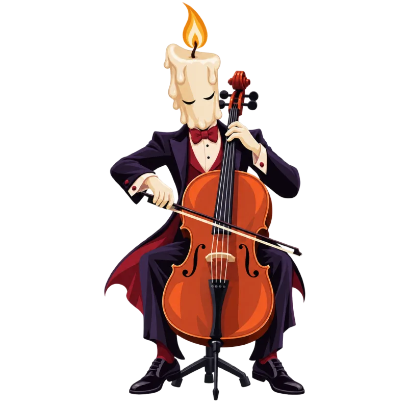 Playing candle Cellist Classical music Stickdatei – Weihnachten
