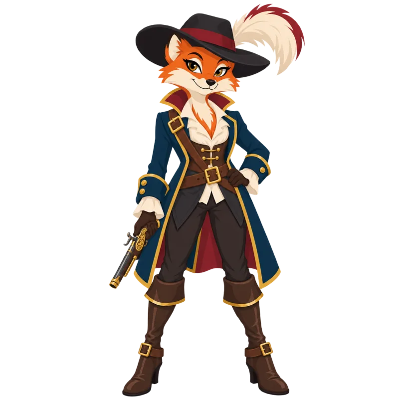 Fox Swashbuckler Pirate Stickdatei – Tiere