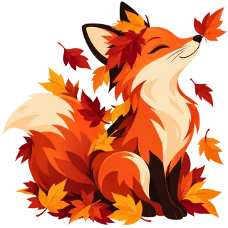 Red fox Autumn Autumn leaves Stickdatei – Tiere